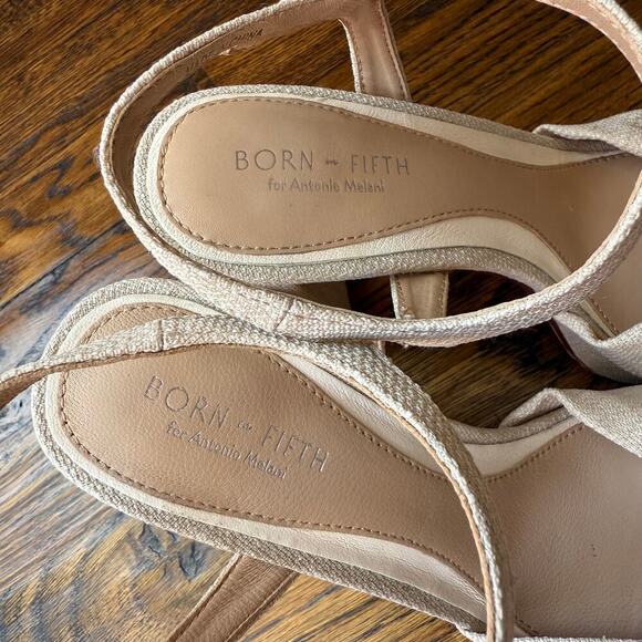 Antonio Melani Born on 5th Laurie Linen Knotted Ankle Strap Platform Sandals 7.5 - Picture 4 of 5